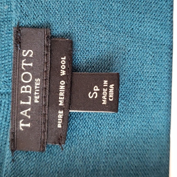 TALBOTS Merino Wool Teal Cardigan - Picture 2 of 4